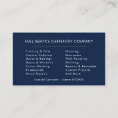 Minimalist Carpenter Navy Blue Gold Modern Visitekaartje (Achterkant)