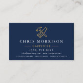 Minimalist Carpenter Navy Blue Gold Modern Visitekaartje (Voorkant)