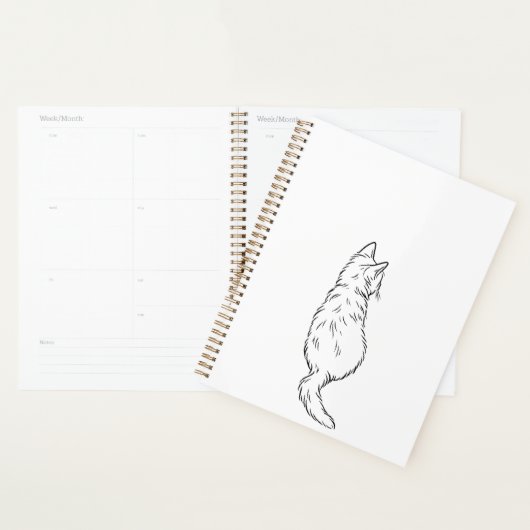 Minimalist Cat Back View Line Art Daily Planners (Display)
