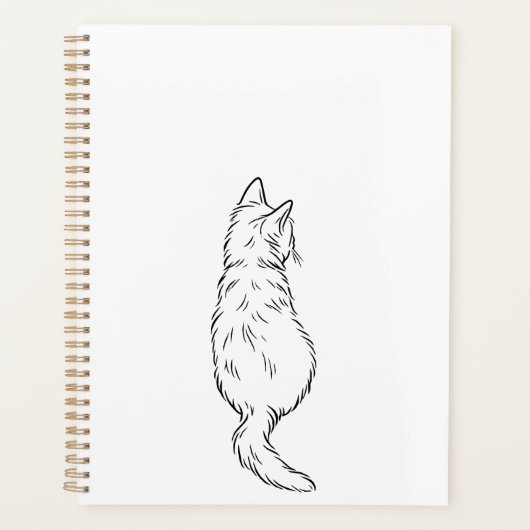Minimalist Cat Back View Line Art Daily Planners (Voorkant)
