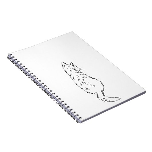 Minimalist Cat Back View Line Art Notebook Notitieboek (Rechterzijde)