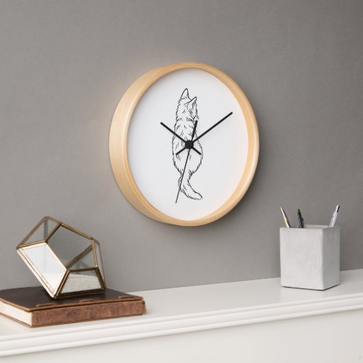 Minimalist Cat Back View Line Art Wall Clock (Kantoor)