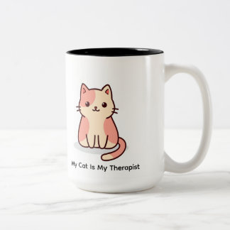 Minimalist Cat Design Mug – Simple Gift for Animal Tweekleurige Koffiemok