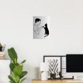 Minimalist Cat Fist Bump Line Art Poster (Thuiskantoor)