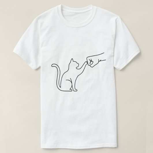 Minimalist Cat Fist Bump Line Art T-Shirt for Men (Design voorkant)