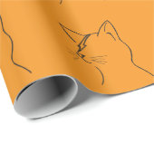 Minimalist Cat Lightning Bolt Line Art Modern Simp Cadeaupapier (Rol Hoek)