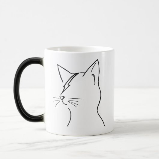 Minimalist Cat Lightning Bolt Line Art Modern Simp Magische Mok (Links)