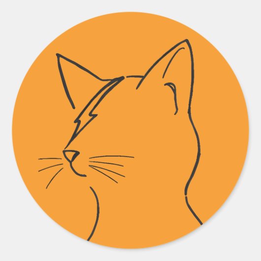 Minimalist Cat Lightning Bolt Line Art Modern Simp Ronde Sticker (Voorkant)