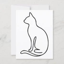 Minimalist Cat Line Art – Black Outline Silhouette Briefkaart