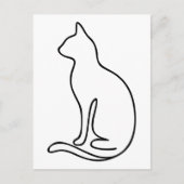 Minimalist Cat Line Art – Black Outline Silhouette Briefkaart (Voorkant)