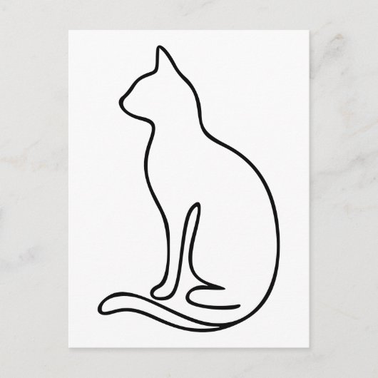 Minimalist Cat Line Art – Black Outline Silhouette Briefkaart (Voorkant)
