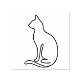 Minimalist Cat Line Art – Black Outline Silhouette Rubberstempel (Afrduk)