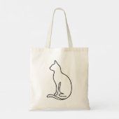 Minimalist Cat Line Art – Black Outline Silhouette Tote Bag (Achterkant)