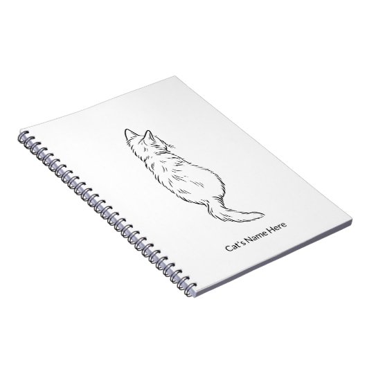 Minimalist Cat Line Art Personalized Name Notebook Notitieboek (Rechterzijde)