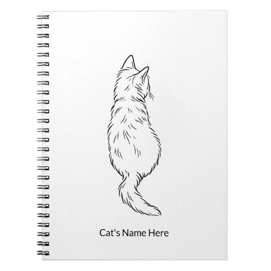 Minimalist Cat Line Art Personalized Name Notebook Notitieboek (Voorkant)