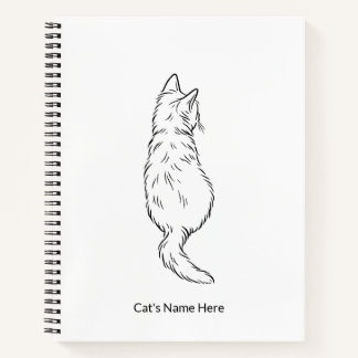 Minimalist Cat Line Art Personalized Name Notebook Notitieboek
