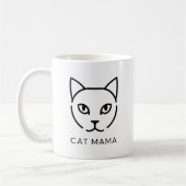 Minimalist "CAT MAMA" Mug | Cute Modern Cat Face Koffiemok (Links)