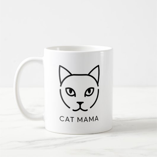 Minimalist "CAT MAMA" Mug | Cute Modern Cat Face  Koffiemok (Links)