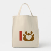 Minimalist Cat Mom Tote Bag - Brown Paw Print Hea  (Achterkant)