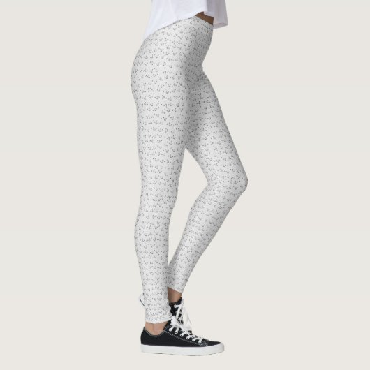 Minimalist Cat Pattern Leggings – Light Gray (Rechts)