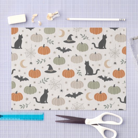 Minimalist Cat Pumpkin Halloween Tissuepapier (Craft)