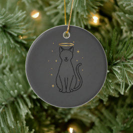 Minimalist Cat Silhouette Christmas Keramisch Ornament
