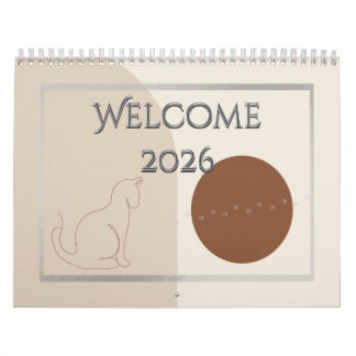 Minimalist Cat-Themed 2026 Desk Calendar Template Kalender