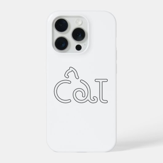 Minimalist Cat Typography Design – Modern Line Art iPhone Hoesje (Achterkant)