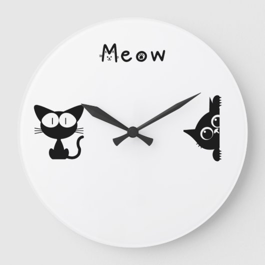 Minimalist Cat Wall Clock Grote Klok (Voorkant)