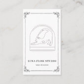 Minimalist Cat Yoga Instructor Card with QR Code Visitekaartje (Voorkant)