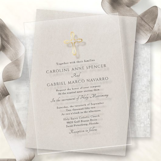 Minimalist Catholic Mass Wedding Acryl Uitnodigingen