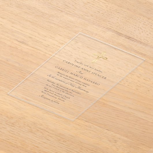 Minimalist Catholic Mass Wedding Acryl Uitnodigingen (Laagn)