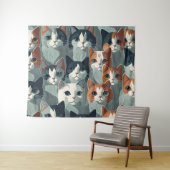 Minimalist Cats Collage Wallpaper Wandkleed (In Situ (horizontaal))