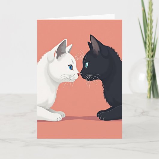Minimalist Cats Love Card Kaart (Voorkant)