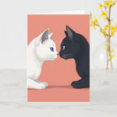 Minimalist Cats Love Card Kaart (Gele Bloem)
