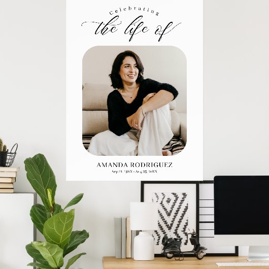 Minimalist Celebration of Life Photo Black&White Poster (Thuiskantoor)