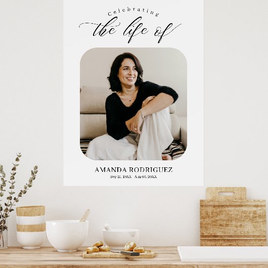 Minimalist Celebration of Life Photo Black&White Poster (Keuken)