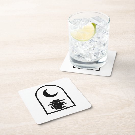 Minimalist Celestial Moon and Water Kartonnen Onderzetters (Insitu)