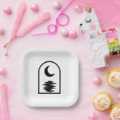 Minimalist Celestial Moon and Water Papieren Bordje (Feest)