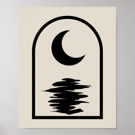 Minimalist Celestial Moon and Water Poster (Voorkant)
