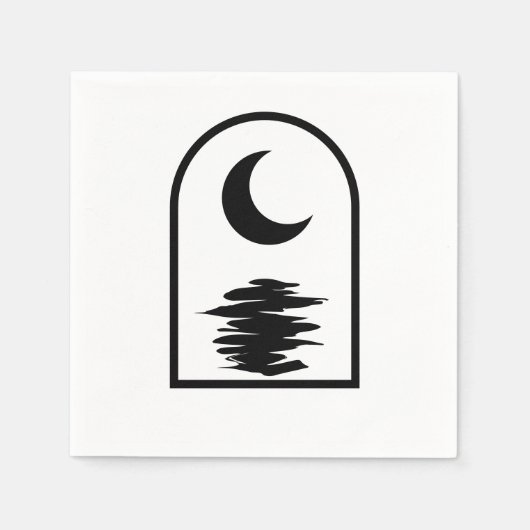 Minimalist Celestial Moon and Water Servet (Voorkant)