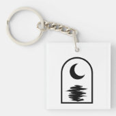 Minimalist Celestial Moon and Water Sleutelhanger (Voorkant)