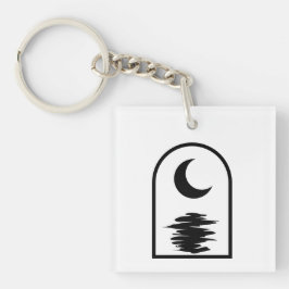 Minimalist Celestial Moon and Water Sleutelhanger