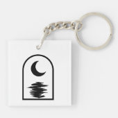 Minimalist Celestial Moon and Water Sleutelhanger (Achterkant)
