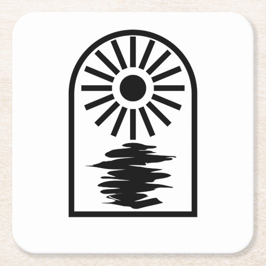 Minimalist Celestial Sun and water Kartonnen Onderzetters (Voorkant)