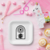 Minimalist Celestial Sun and water Papieren Bordje (Feest)
