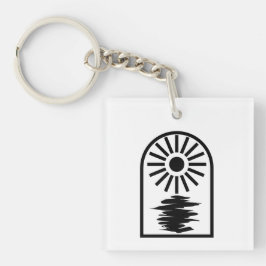 Minimalist Celestial Sun and water Sleutelhanger