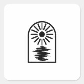 Minimalist Celestial Sun and water Vierkante Sticker (Voorkant)
