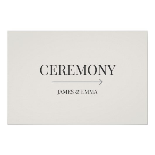 Minimalist ‘Ceremony’ Wedding Sign Warm Ivory Perfect Poster (Voorkant)