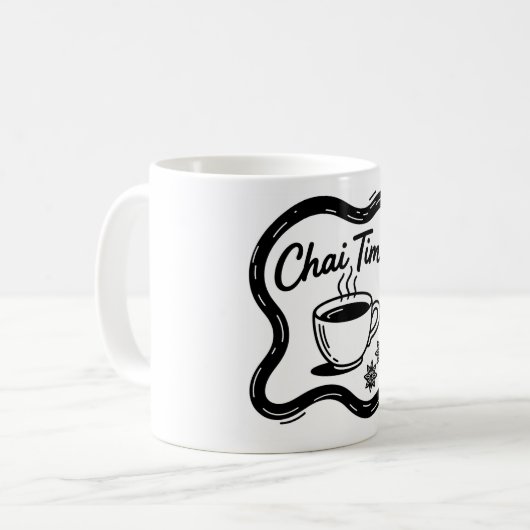 Minimalist Chai Time Typography Art Koffiemok (Voorkant links)